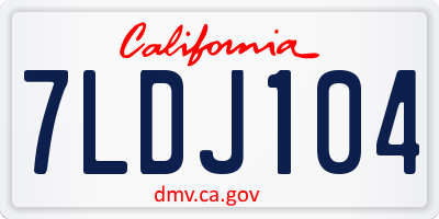 CA license plate 7LDJ104