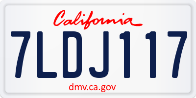 CA license plate 7LDJ117