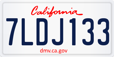 CA license plate 7LDJ133