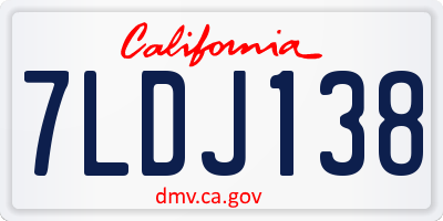 CA license plate 7LDJ138