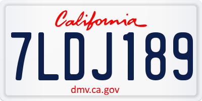 CA license plate 7LDJ189