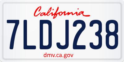 CA license plate 7LDJ238