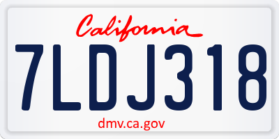 CA license plate 7LDJ318