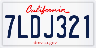 CA license plate 7LDJ321