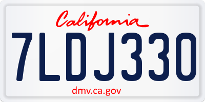 CA license plate 7LDJ330