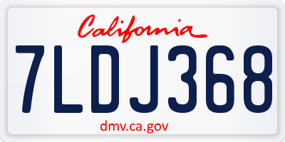 CA license plate 7LDJ368