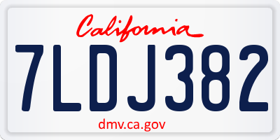 CA license plate 7LDJ382