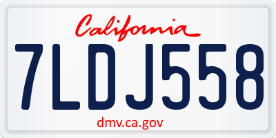 CA license plate 7LDJ558