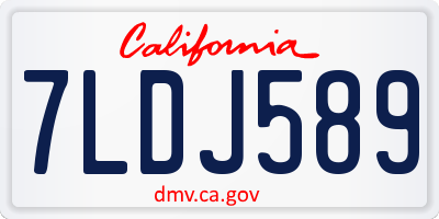 CA license plate 7LDJ589