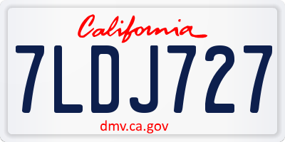 CA license plate 7LDJ727