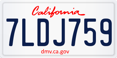 CA license plate 7LDJ759