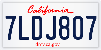CA license plate 7LDJ807