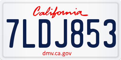 CA license plate 7LDJ853