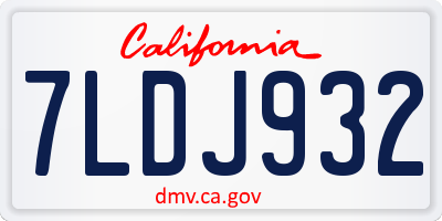 CA license plate 7LDJ932