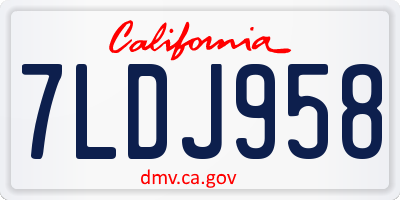 CA license plate 7LDJ958