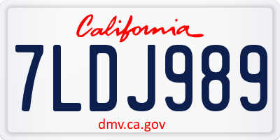 CA license plate 7LDJ989