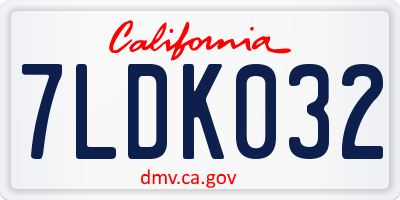 CA license plate 7LDK032