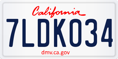 CA license plate 7LDK034