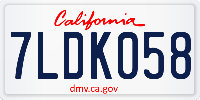 CA license plate 7LDK058