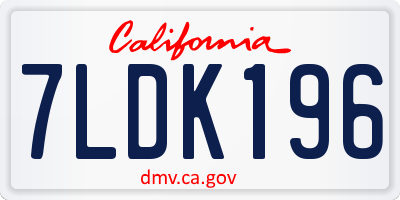 CA license plate 7LDK196