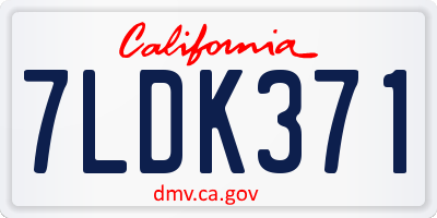 CA license plate 7LDK371