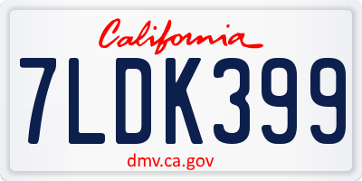 CA license plate 7LDK399