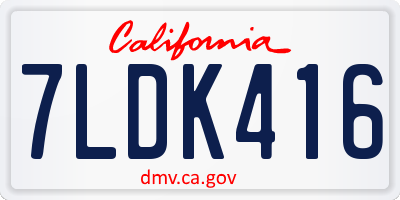 CA license plate 7LDK416
