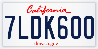 CA license plate 7LDK600