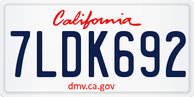 CA license plate 7LDK692