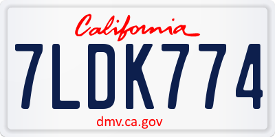 CA license plate 7LDK774