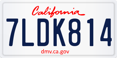 CA license plate 7LDK814