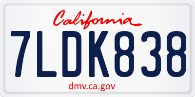 CA license plate 7LDK838