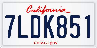 CA license plate 7LDK851