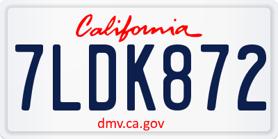 CA license plate 7LDK872