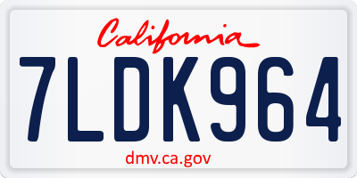 CA license plate 7LDK964