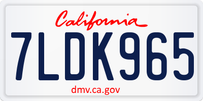 CA license plate 7LDK965