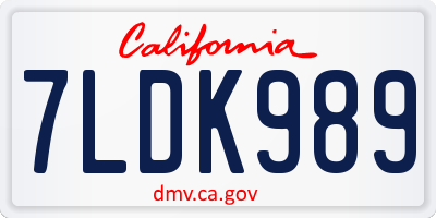CA license plate 7LDK989