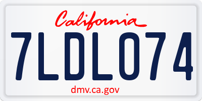CA license plate 7LDL074