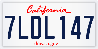 CA license plate 7LDL147