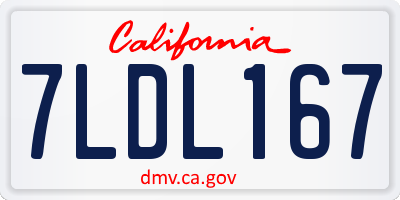 CA license plate 7LDL167