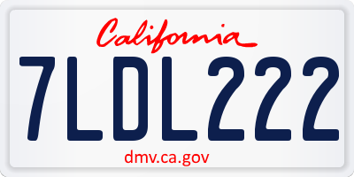 CA license plate 7LDL222
