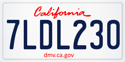 CA license plate 7LDL230