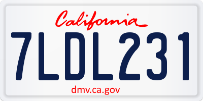 CA license plate 7LDL231
