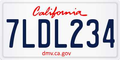 CA license plate 7LDL234