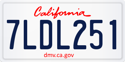CA license plate 7LDL251
