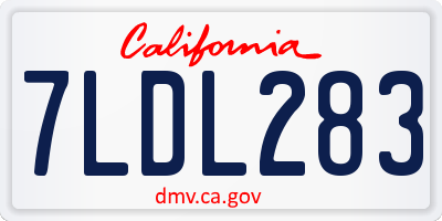 CA license plate 7LDL283