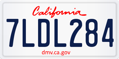 CA license plate 7LDL284