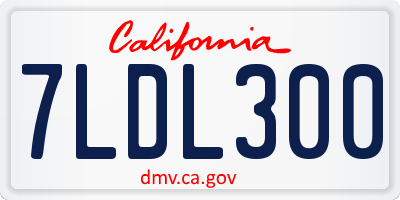 CA license plate 7LDL300
