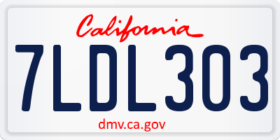 CA license plate 7LDL303