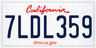 CA license plate 7LDL359